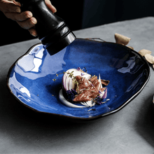 Load image into Gallery viewer, Blue Waves Ceramic Plate