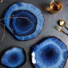 Load image into Gallery viewer, Blue Waves Ceramic Plate